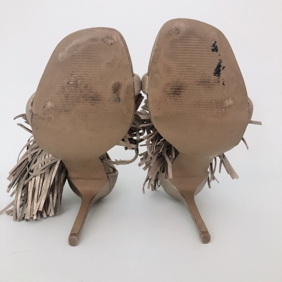 Steve Madden Fringly Sandal Gold Taupe Heel 7.5 - Picture 3 of 8